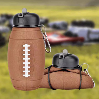 Silicone Folding Rugby Student Sports Water Bottle Outdoor Travel Kettle Portable Drop And Leak Proof Children's Water Bottle