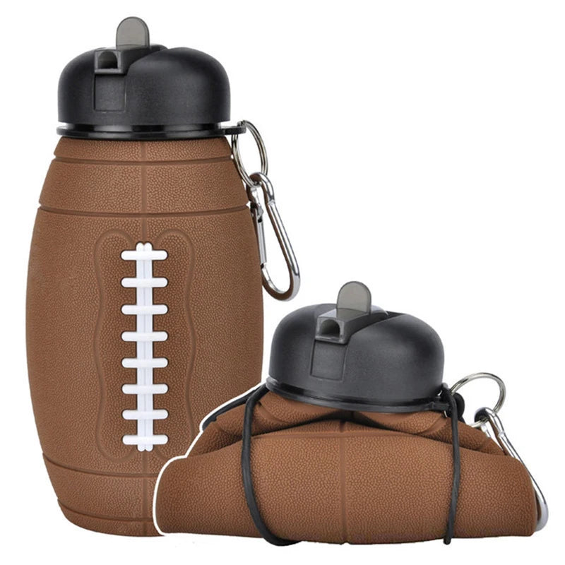 Silicone Folding Rugby Student Sports Water Bottle Outdoor Travel Kettle Portable Drop And Leak Proof Children's Water Bottle
