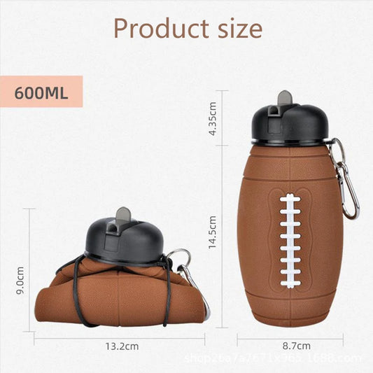 Silicone Folding Rugby Student Sports Water Bottle Outdoor Travel Kettle Portable Drop And Leak Proof Children's Water Bottle