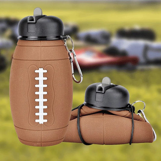 Silicone Folding Rugby Student Sports Water Bottle Outdoor Travel Kettle Portable Drop And Leak Proof Children's Water Bottle